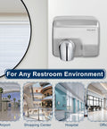 High Speed 1600W Wall Mounted Commercial Hand Dryer Stainless Steel Electric Hand Dryer For Bathrooms 110V Plug In