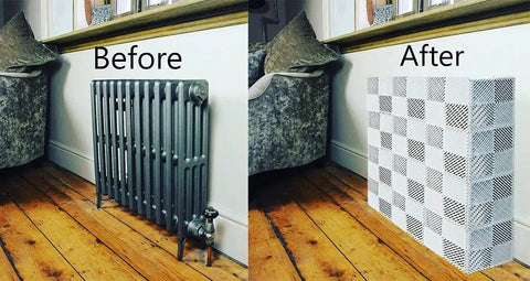 Vented Interlocking Radiator Cover Kit for Home and Office Easy Snap Connection Heat Resistant Decorative Tiles That Fit Any Shape Size or Style 7.5x7.5 Inch Tiles for Right Angles or Straight Runs Charcoal