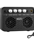 Guitar Mini Amp 5W Rechargeable Bluetooth Amplifier for Desktop Practice with clean and distortion channels, USB-C cable
