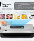Ten In One Food Vacuum Sealer With Built In Bag Storage Up To Twenty Feet And Cutter Moist Dry And Canister Modes