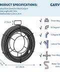 Heavy Duty 100ft Drain Snake With Quick Change Cutter Heads Power Drill Compatible Sewer Auger shown with specifications diagram.