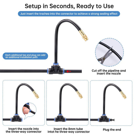 Automatic Drip Irrigation Kit With Five Sixteenth Inch Tubing Copper Atomizing Nozzles installation steps