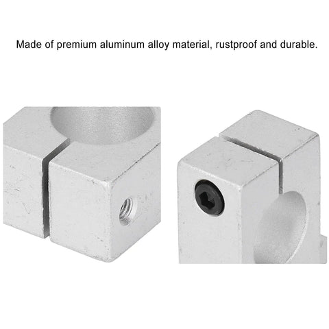 4 Pack 25mm Linear Rail Support Set For CNC Routers And 3D Printers, Aluminum Alloy Guide Rod Holder Kit For Precision, Low Friction, Vibration Reduction, Smooth Motion In DIY Automation Projects. Aluminum alloy 25mm rail support blocks shown close-up