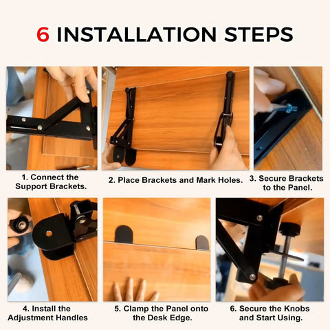Installation steps for Fold Down Wall Mounted Desk Extender Tray And Side Table That Expands Your Space.