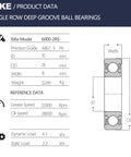 Diagram of 4 Pcs 6000-2RS Deep Groove Ball Bearings with measurements and specifications, including ID, OD, and width