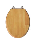 Elongated Solid Wood Toilet Seat With Durable Rubberwood Build Built To Last High Gloss Piano Finish PVD Brushed Nickel Hinges