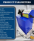 Heavy Duty Electric Hydraulic Hose Crimping Machine Featuring Twelve Crimping And Ten Skiving Dies For High Pressure Tubing One Quarter To Three Inch Sizes 220 Volt Three Phase Works Like A Charm, showcasing product parameters and dimensions.