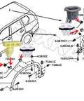 Diagram showing 45 Piece Wheel Well Opening Molding Clips And Fender Flare Retainer Kit For Nissan Armada Juke Murano Rogue QX56 QX80