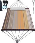 14 Foot Two Person Outdoor Hammock With Quick Dry Textilene Fabric, Portable No Stand Needed, Folding Steel Spreader Bar, Includes Carrying Bag, Tree Straps, Pillow And Side Pocket For Chill Comfort, Weather Resistant, 550 Lb Capacity Coffee