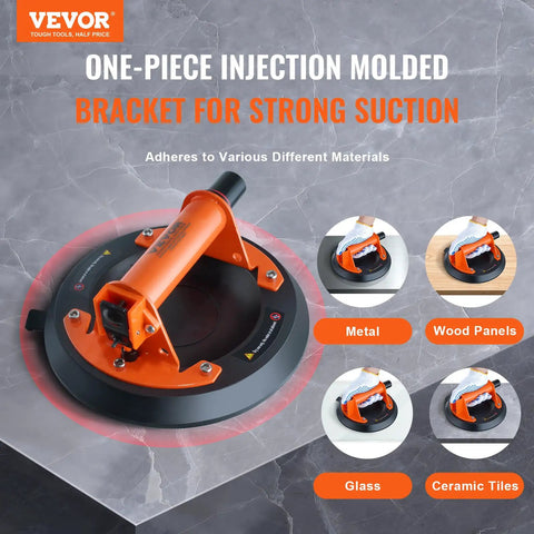 Heavy Duty Glass Vacuum Suction Cup 8 Inch Lifter with ABS Handle on granite surface, metal, wood panels, glass, ceramic tiles