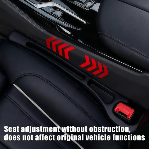 Universal Car Seat Gap Filler Organizer 2 Pack Black prevents small items from falling between seats in car interior.