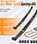 Built To Last Rear Leaf Spring Swap Kit For Club Car Precedent Golf Carts Gas Electric Models From Twenty Oh Four Plus; includes steel springs and bolts.