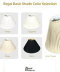 Regal Basic Shade color selection featuring Eggshell Silk Empire Lamp Shade with side pleats, 6 by 18 by 11.5 inches.