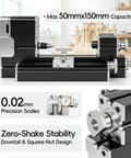 Mini Benchtop Wood Lathe Machine 20000 RPM Precision Turning Tool For STEM Education And DIY Crafts with precision scales.