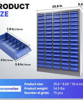 Heavy Duty 75 Drawer Small Parts Organizer For Nuts, Bolts And Tiny Hardware, Rugged Metal Storage Cabinet With 75 Drawers For Garage, Workshop, And Home Use; dimensions 25.8x8.66x35.4 inches.