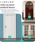 Straight Up Secure Metal Child Safety Door Lock For Ultimate Home Security, fits interior and exterior doors shown.
