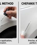 Comparison of traditional paint method and Tesla Stealth Gray Touch Up Paint Pen For Model 3 Y S X Exact Color Match 2-in-1 tool.