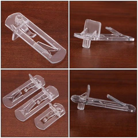 Close-up of 30 Pack Plastic Shelf Support Pegs for Wood and Glass Shelves, Easy Install with Smooth Surface clips.