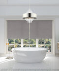 Sleek 10 Light Polished Nickel Pendant Chandelier Featuring Clean Drum Shade And Sparkling Clear Crystal Rods To Bring Major Luxe Vibes To Your Awesome Home above a modern bathtub.