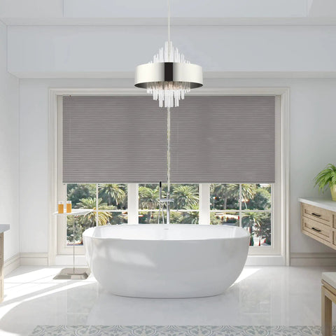 Sleek 10 Light Polished Nickel Pendant Chandelier Featuring Clean Drum Shade And Sparkling Clear Crystal Rods To Bring Major Luxe Vibes To Your Awesome Home above a modern bathtub.