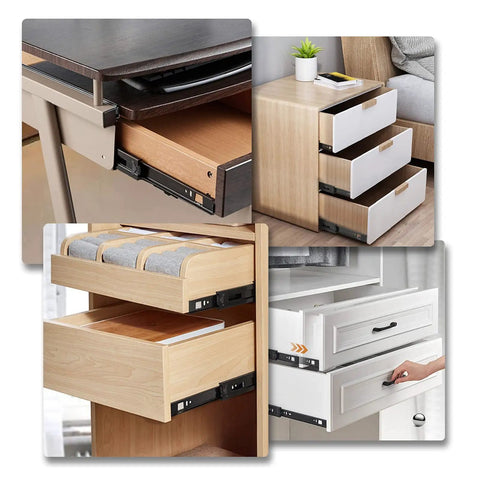 Drawers showcasing Heavy Duty Full Extension Drawer Slide With 300 600 1000mm Rails, Ball Bearing Metal Kitchen Rail, 50kg Capacity