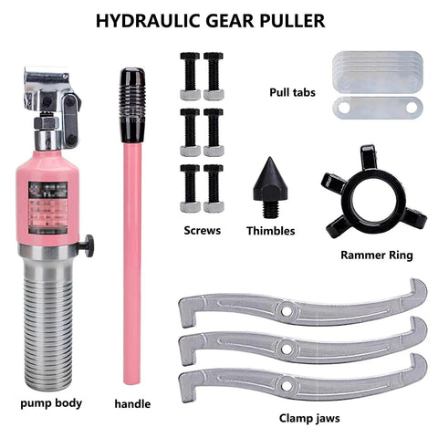 50 Ton Hydraulic Gear Puller For Bearings Hubs Flanges And Gears, Heavy Duty Separator Tool with pump body, handle, and jaws