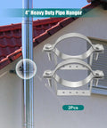Straight Up Heavy Duty 4 Inch Split Ring Pipe Hanger With Rigid Steel Vent Bracket And Wall Standoff Rust Resistant Chimney Support 2 Pack
