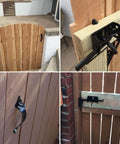 Heavy Duty Gate Latch For Wooden Fence With Self Locking Thumb Latch 8 Inch Handle Steel Black Finish Kit installed on wooden gate