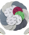 Grab These 24 Inch Round Sanding Discs For Drill With Multi Grit Set From Coarse To Ultra Smooth Finish Perfect For Quick Polishing Projects On Wood Metal And Plastic Surfaces Without The Hassle - 24 piece sanding discs with various grits and backing.