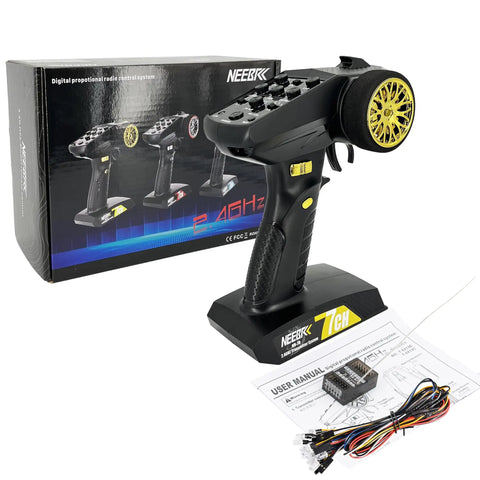 7 Channel RC Transmitter With Built In Receiver And All In One Light Control System Plus 12 LED Light Set 2 4GHz Radio Remote Controller for RC cars with box and accessories.