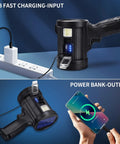 Beast Mode 2,000,000 Lumens Rechargeable Spotlight with USB charging and power bank function, handheld use
