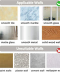 Image showing smooth tile, marble, glass, metal, and wood surfaces suitable for Super Strong Adhesive Hooks With Extended Stainless Steel Bar.