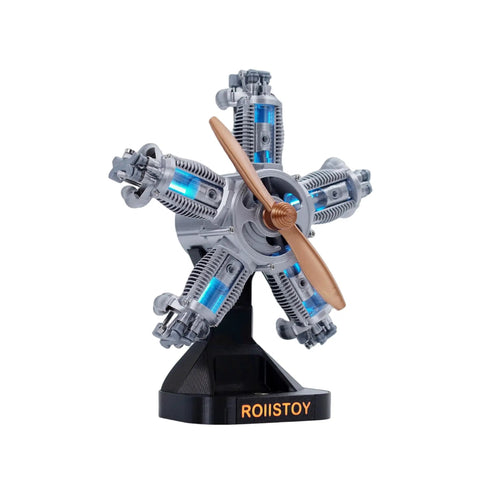 Five Cylinder Planetary Engine Model With Clear Internal Mechanisms Desktop Display Ornament Aerospace Power Replica Serious Mechanical Linkage System For Enthusiasts Hobbyists And Collectors, five-cylinder model on black base