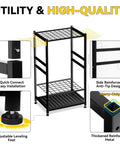 Heavy Duty Garden Tool Organizer Rack With 48 Long Handled Tool Slots And Side Hooks For Rakes Shovels Brooms And Other T Handle Tools Space Saving Steel Outdoor Yard Tool Holder For Garage Or Shed with reinforced design features