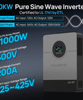 Heavy Duty 10000W 48V Off Grid Solar Inverter Beast Mode Powerhouse With Dual MPPT Controllers And 200A Fast Charging For RV Cabin, showing specifications and design.