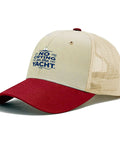 Low Profile Womens Trucker Hat With Dope Vintage Vibe Breathable Cotton Cap, featuring red brim and mesh back