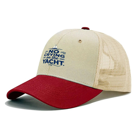 Low Profile Womens Trucker Hat With Dope Vintage Vibe Breathable Cotton Cap, featuring red brim and mesh back