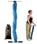 Manual Clothes Wringer For Camping And Travel Ultra Light Hand Wash Spinner Kicks Excess Water Out Fast Portable Laundry Helper used outdoors by a woman.
