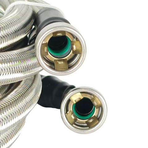 Fuel Line Quick Fix Kit connectors for Chevy and GMC Sierra 1500 V8 engines, featuring heavy duty metal with green gaskets.