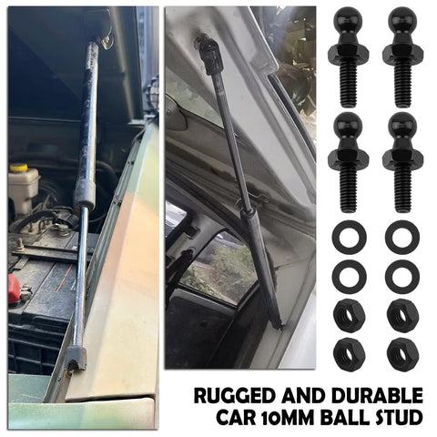 Car Ball Stud Kit 10mm With Spacers And Nuts For M6 Thread Gas Struts Lift Support Critical Connecting Parts For Your Ride Heavy Duty Four Pack Replacement Ball Studs And Nuts, black steel studs with nuts and washers for gas struts