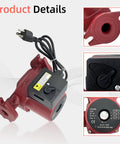 Three Speed Circulator Pump For Hot Water Hydronic Heating, One Twelfth Hp Flow Control Valve, Plug And Play Swap That Keeps Your Pipes Tight And Home Cozy, Zero Hassle Installation With Smooth Everyday Performance You Can Trust, showing top side with power cord.