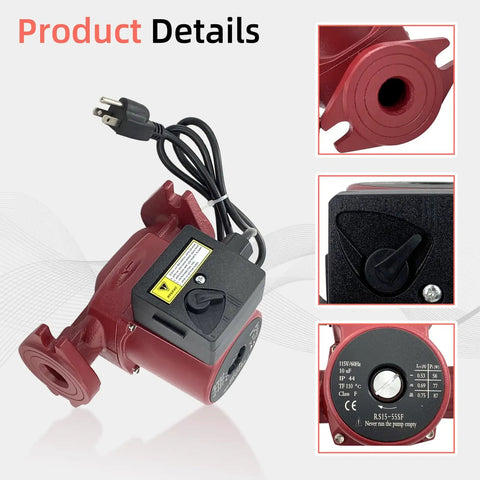Three Speed Circulator Pump For Hot Water Hydronic Heating, One Twelfth Hp Flow Control Valve, Plug And Play Swap That Keeps Your Pipes Tight And Home Cozy, Zero Hassle Installation With Smooth Everyday Performance You Can Trust, showing top side with power cord.
