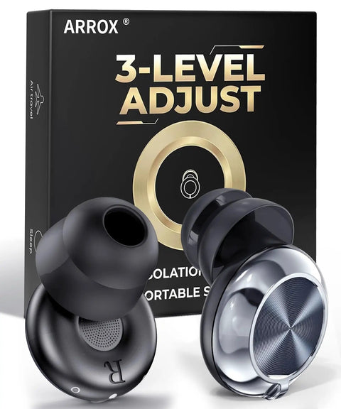 Adjustable Noise Canceling Earplugs For Sleep And Travel With Three Modes From 13 To 45 dB, Double Layer Ultra Soft Silicone Earplugs