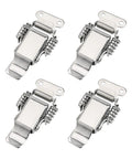 Four beefy stainless steel double spring draw latches for toolboxes, suitcases, and wooden cabinets with toggle catch.