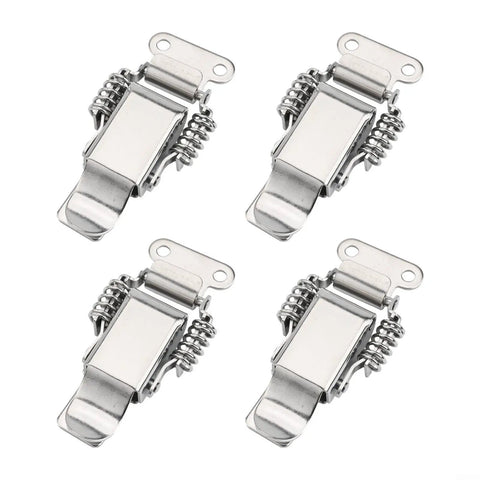 Four beefy stainless steel double spring draw latches for toolboxes, suitcases, and wooden cabinets with toggle catch.