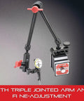 Magnetic Base Universal Indicator Holder With Triple Jointed Arm And Fine Adjustment For Pro Shops And DIY Projects in use.