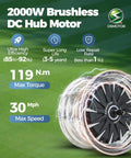 2000W Brushless DC Hub Motor featured in Badass 2 In 1 Electric Golf Cart And Mobility Scooter for high efficiency and performance.