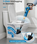 Heavy Duty Air Toilet Plunger And Drain Auger Featuring A Smart Real Time Pressure Gauge For Nailing Sticky Blockages Fast And Slashing Your Weekly Plumbing Costs Today in action removing a clog from a toilet.