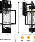 Image showing dimensions of Dusk To Dawn Outdoor Wall Light With Bubble Glass 15 Inch Exterior Sconce, bulb included.