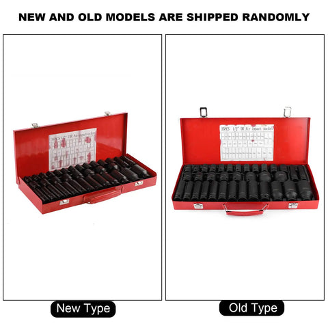 Top Notch 35 Piece Metric Hex Socket Impact Kit With Long And Short Drive Sleeves For Hardcore Automotive Jobs Built From Tough Chrome Vanadium Steel To Handle Heavy Duty Grips And Rust Free Durable Performance Every Single Time, 35-piece impact socket set in red case